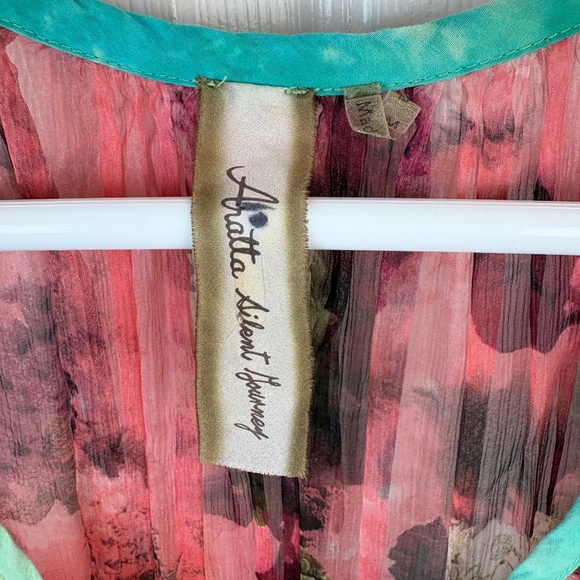 Aratta Silent Journey Semi Sheer Tunic Top Silk Blouse - Picture 2 of 4